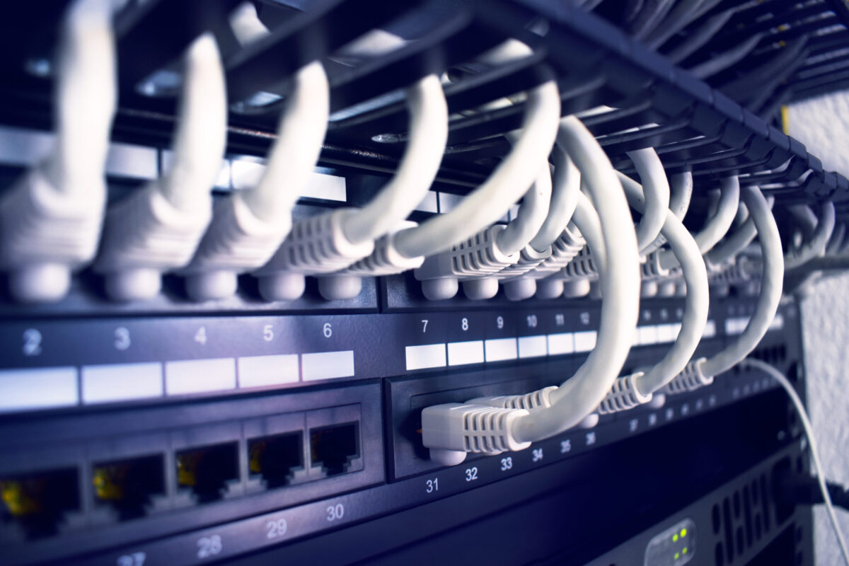 rack with servers networks telecommunications network